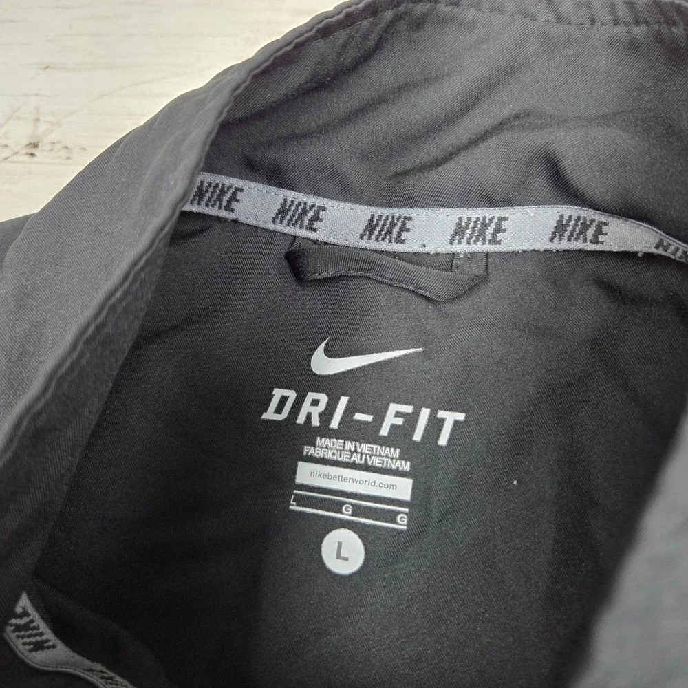Nike Track Jacket Mens Large Black Dri-FIT Full‎ Zip CS Logo 535632-012 Athletic